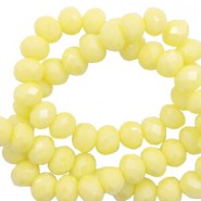 Faceted glass beads 8x6mm disc Sunshine yellow-pearl shine coating